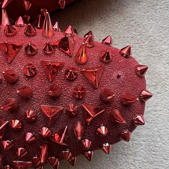 Ferucci Red Spike Rivet Flat Slip On Loafers Men 13 Art To Wear Slipper Bling - Picture 9 of 15